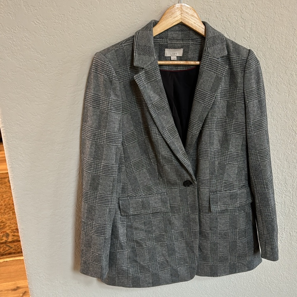 Loft Houndstooth Blazer Single Button - image 3